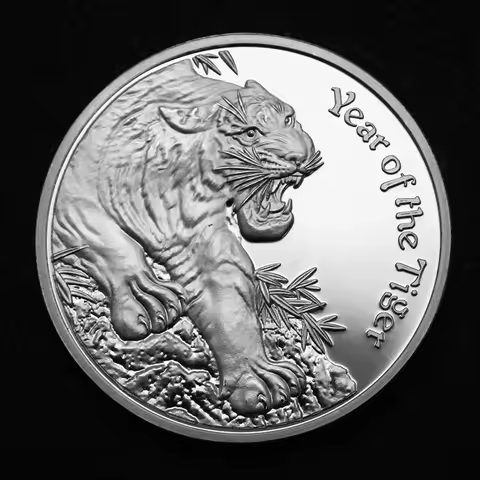 1Pcs Year of The Tiger Commemorative Coin Australian Silver Coin Silver Coin Commemorative Medallion