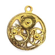 1 pcs gold tone round engine mechanic charm size 12 x 20 mm for jewelry accessories findings