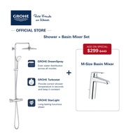 [Shower + Basin Mixer Set] GROHE Euphoria 260 Thermostatic Shower System + Basin Mixer