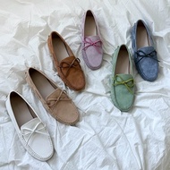 👟Genuine Korean | 6 Colors Suede Bow Peas Shoes ・ Green 235 Apricot 245 Ready Stock Flat Loafers ・ L