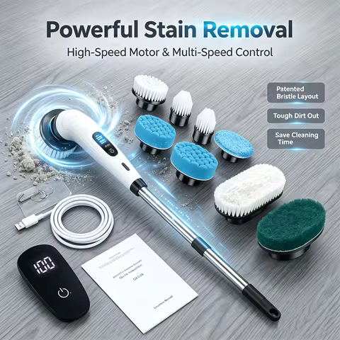 Household Cordless Spin Scrubber Multipurpose Cleaning Brush Kitchen Gadgets Hair Brushes Bathroom B