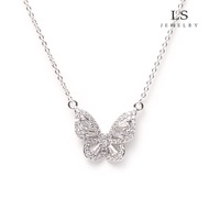 LS สร้อยคอแฟชั่นรูปผีเสื้อสำหรับผู้หญิง สร้อยคอเงิน n2722