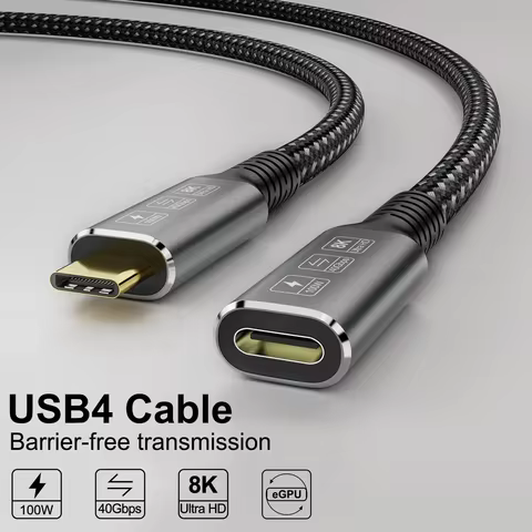 USB4 8K Cable Thunderbolt 4 Compatible USB 4 Type-c Male to Female Extension Cable Compatible with E