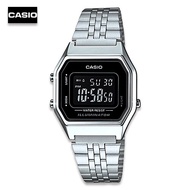 Velashop นาฬิกาข้อมือ CASIO DIGITAL  ระบบ ดิจิตอล สายสแตนเลส รุ่น LA680WA-1BDF, LA680WA-1B, LA680WA, LA680