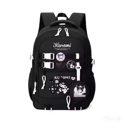 Anime kuromi cartoon large-capacity backpack student cartoon print pattern lightweight and burden-re