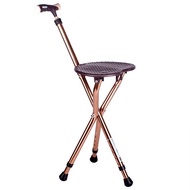 AT&amp;💘Yad Tripod Walking Stick Walking Aid with Seat Walking Stick Walking Stick Elderly Crutch Stool Walking Stick for th