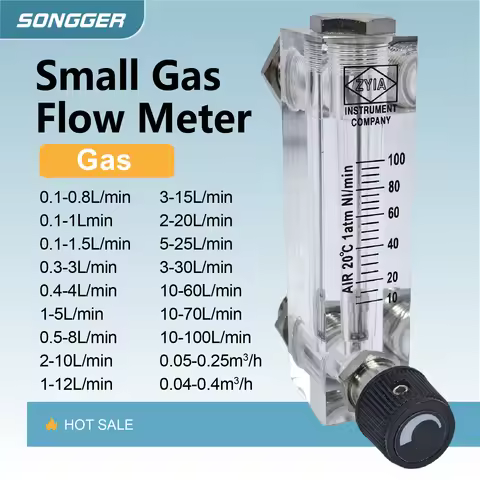 Gas Float Flow Meter LZM-6T Acrylic Rotameter Panel Mount Flowmeter W/ Valve for Air O2 CO2 Argon Sm
