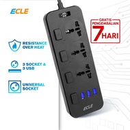 Ecle Power Strip Stop Kontak 3 Power Socket 3 Smart Usb Port