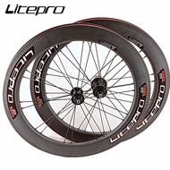 Litepro AERO Carbon Wheels 20 Inch 406 451 349 Disc V Brake Wheelset Circle High 40mm F20 R24 Sealed Bearing For 8-11 Speed Rims