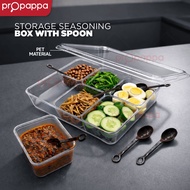 Propappa - 6 Grids Seasoning Storage Box Transparent Container | Bekas Simpanan Perasa 6 Ruang Lutsi