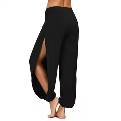 Women Harem Pants High Waist Side Slit Design Wide Leg Trousers Soft And Comfortable Harem Pants Hip