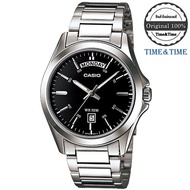 Time&amp;Time Casio Standard นาฬิกาข้อมือผู้ชาย สีดำ/เงิน สายสแตนเลส รุ่น MTP-1370D-1A1VDF