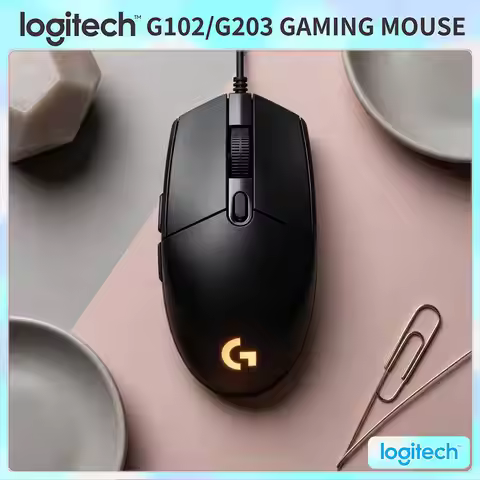 Logitech G102 Prodigy Wired Mouse, 1000Hz Polling, Custom RGB, 6 Buttons, Ergonomic for PC Gamers &