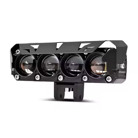 Motorcycle LED Headlights with White and Yellow Dual Beams Four Eye External Electric Vehicle Spotli