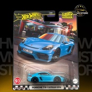 Hotwheels Premium Porsche 718 Cayman GT4 blue model car