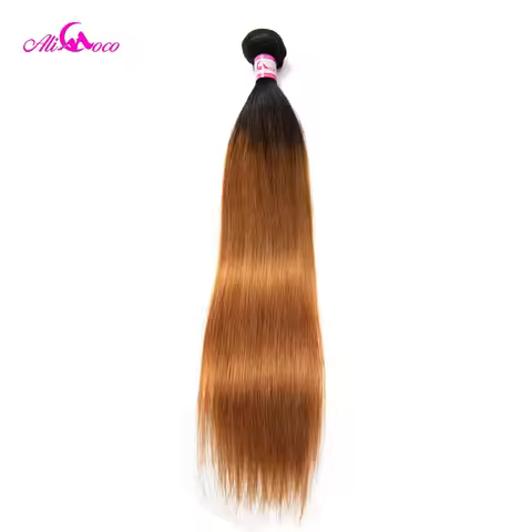 Ali Coco Brazilian Straight Hair Bundles Color 1B/30 100% Human Hair Weaving 1/3/4 Bundles 8-28 Inch