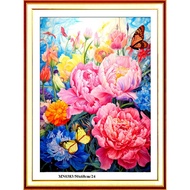 - peony cross-stitch painting mn0383 (50x68) cm - unembroidered material set