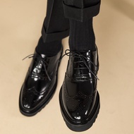 Genuine Leather Brogue Elevator Oxford Shoes