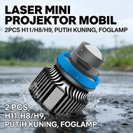 WHITE MINI CAR LASER PROJECTOR PAIR YELLOW H11 H9 H8 FOGLAMP CONTENTS 2 PCS