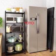 L0382免安裝廚房置物架摺疊收納架帶碌可移動微波爐烤爐烤箱置物架 多層落地架 廚房用品 鍋碗收納架