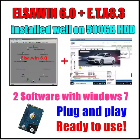 Elsa win For V-W For A-udi S-EAT Newest E T/ K 8 .3 + Elsawin 6.0 installed well on 500GB HDD with w