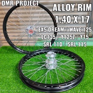 【Free shipping】ALLOY RIM EX5/DREAM/W125/Y125Z/LC135/Y15/SRL115 (1.40X17) HUB SPRINT TEST REAR NO DISC HUB ALLOY (SIAP PASANG &amp; BEARING)