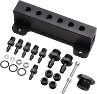 6 Port Vacuum Block Intake Manifold Kit Fuel Wastegate Turbo Boost 1/8NPT Compatible with Boost Cont