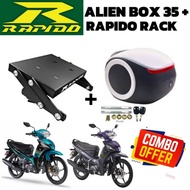 BOX ALIEN / BOX SIPUT 35L ABS  + MONORACK RAPIDO YAMAHA EZ115 MONORACK ADJUSTABLE COMBO SET BOX ALIE