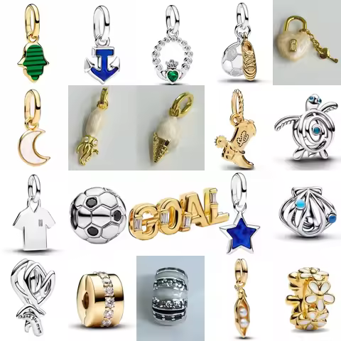 2026 Hot Selling 925 Silver Soccer Gold Shoes Boot Bead Moon Star Charm Fit Original Bracelet DIY Ac