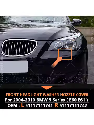 For 2004-2010 BMW 525i 528i 530i 530i 535i 545i 550i M5 (E60 E61) Front Headlight Washer Nozzle Cove