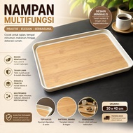Premium Wood Motif Serving Tray | Multipurpose Food and Beverage Tray | Minimalist Dish Tray