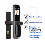 SINGGATE [Bundle] Face/Palm Recognition Digital Door Lock + Biometrics Metal Gate Lock | FR055 + FM021