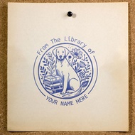 Custom Name Ex Libris Book Stamp SE-90 | Labrador Dog Design | Library Stamp