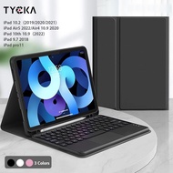 TYCKA iPad 10.2 Keyboard Case for iPad 10th Generation Round Keyboard Touchpad Detachable Keyboard with Pencil Holder Slim Leather Folio Smart Cover for iPad 9/8/7 Generation