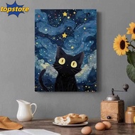 TOPSTORED Full Diamond Painting, Star Cat Design 5D Diamond Painting, Art DIY Hand-Paste Home Decora