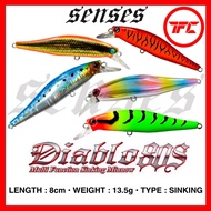 SENSES DIABLO 80S Sinking Minnow Lure 8cm 13.5g Casting Fast Sink 80mm