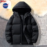 แจ็คเก็ตผ้าฝ้ายทรงหลวมสำหรับผู้ชาย NASA Collaborative Winter Jacket ทรงหลวม ปกตั้ง ความหนาแน่นสูง ปก