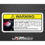 Funny Warning Sticker - 4B11 MIVEC turbo