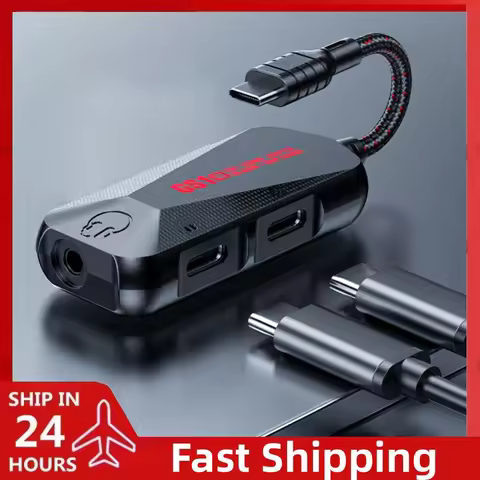 3-in-1 Phone Sound Card Adapter Type-C To 3.5mm Mobile Phone Game Sound Card 60W Nylon 24Bit 96Hz Hi