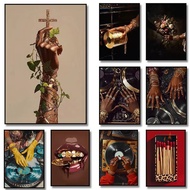 Black Woman Vinyl Record DJ Turntable Art Poster Gold Toilet Paper Canvas Painting Print Wall Pictur