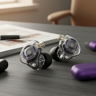 KZ Gale Wired HiFi IEMs, In-Ear Earbuds w/ Detachable Silver Cable, Dual Drivers, Mic & Condenser fo