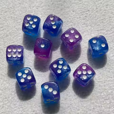 10pcs/Set 12mm Transprent Color With Glitter Texture Dice for casino Tabletop Games Sparkling Resin 