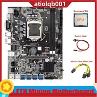 B75 ETH Mining Motherboard 8XPCIE USB Adapter+CPU+6Pin to Dual 8Pin Cable+Switch Cable LGA1155 B75 USB Miner Motherboard