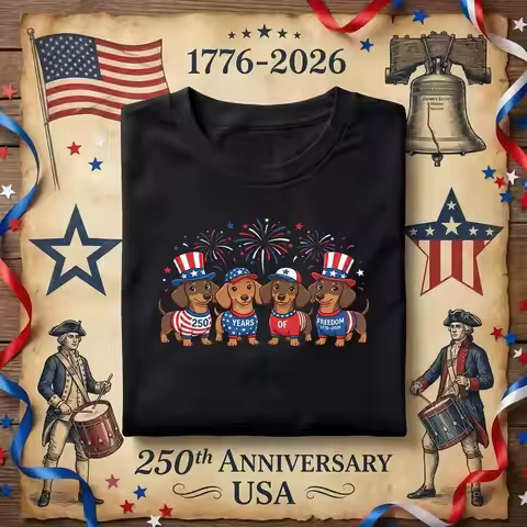 American 250Th Anniversary Dachshund T-Shirt, Patriotic Dachshund Fourth of July T-Shirt, American 2