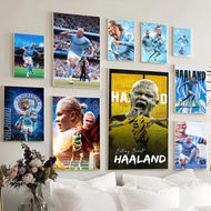 Erling Haaland Football Art Poster Selfadhesive Wall Sticker for Living Room Bar Vintage Decorative 