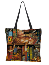 BEG GALAS TEPI UNTUK WANITA BEG GAMBAR KUCING SHOULDER TOTE BAG FOR WOMEN CAT BAGS