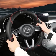 【New】Leather Steering Wheel Cover For Mazda 2 3 5 6 8 CX5 CX7 CX3 CX9 RX MX CX30 Atenza AXELA BT-50 New Design Ultra-Thin Breathable Style Car Accessories
