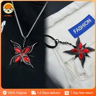 Genshin Impact Arlecchino Keychain Set - Gothic Fatui The Knave Necklace & Keyring Cosplay Accessory