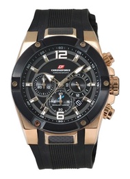 Chronoforce CF5231G Chronograph Black Dial Rosegold Bonus Strap