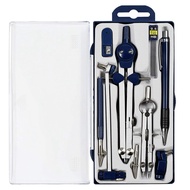 [judyshoppe]9Pc Geometry Set Metal Compass Geometry Tool for Student Circle Drawing Tool and Archite